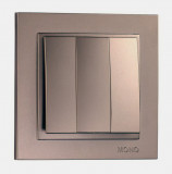 Mono Electric L/D TRIPLE SWITCH(3 GANG 1 WAY) (MECHANISM + COVER PLATE) LIGHT FUME 500-002322-114