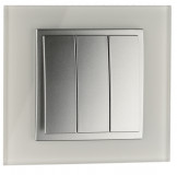 Mono Electric L/D TRIPLE SWITCH(3 GANG 1 WAY) (MECHANISM + COVER PLATE) SILVER 500-002122-114