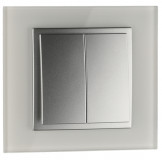 Mono Electric L/D DOUBLE WAY SWITCH (MECHANISM + COVER PLATE)SILVER 500-002125-102