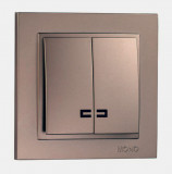 Mono Electric L/D DOUBLE WAY SWITCH ILLUMINATED (MECHANISM + COVER PLATE) LIGHT FUME 500-002325-103