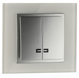 Mono Electric L/D DOUBLE WAY SWITCH ILLUMINATED (MECHANISM + COVER PLATE) SILVER 500-002125-103