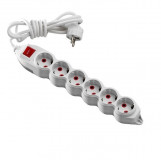 Mono Electric Grounded extension socket 150-011001-61 6 gang  3m, with switch
