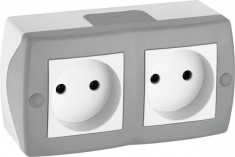 Mono Electric Double Socket 2 Gang grey 104-020006-121