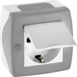 Mono Electric One Way Socket Outlet Earthed with Cover grey 104-020007-118