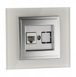 Mono Electric L/D DATA SOCKET OUTLET  (MECHANISM + COVER PLATE) SILVER 500-002105-125